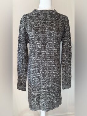 Zenana Outfitters Charcoal Gray & White Marled Knit Sweater Dress